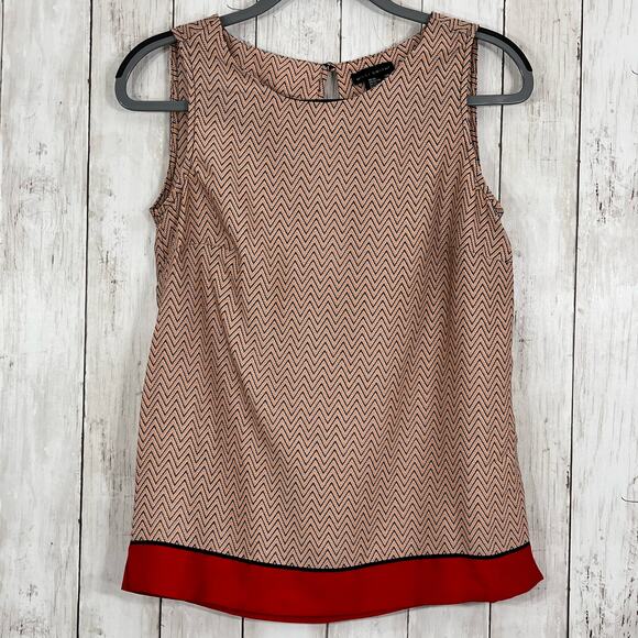 Willi Smith Sleeveless Graphic Zig Zag Silky Soft Blouse Shirt XS - Picture 1 of 10